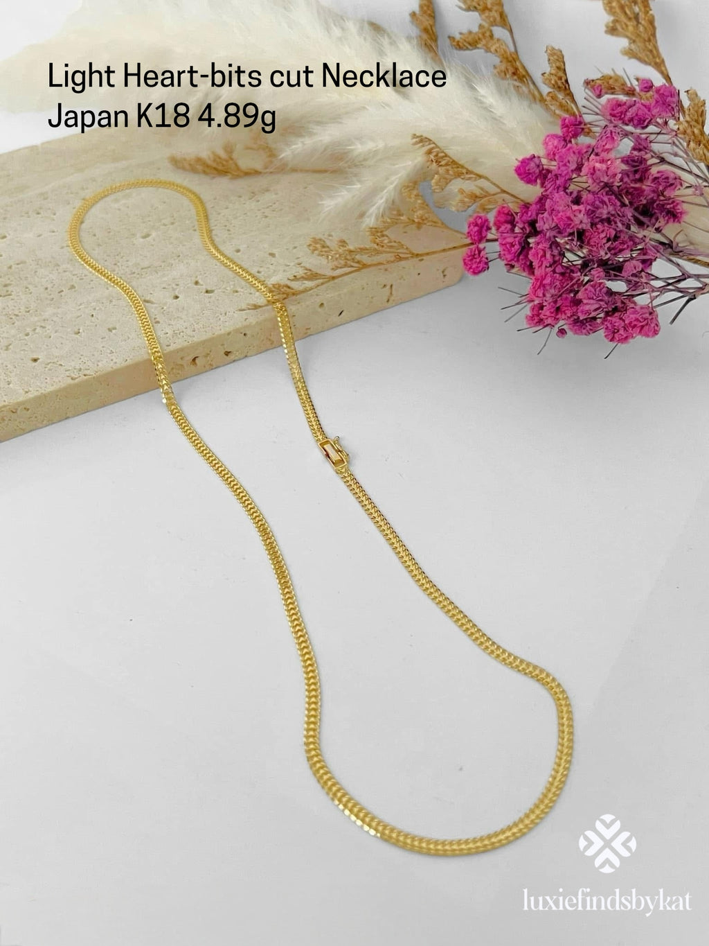 Light Heart-bits cut Necklace Japan K18 43cm/17inches
