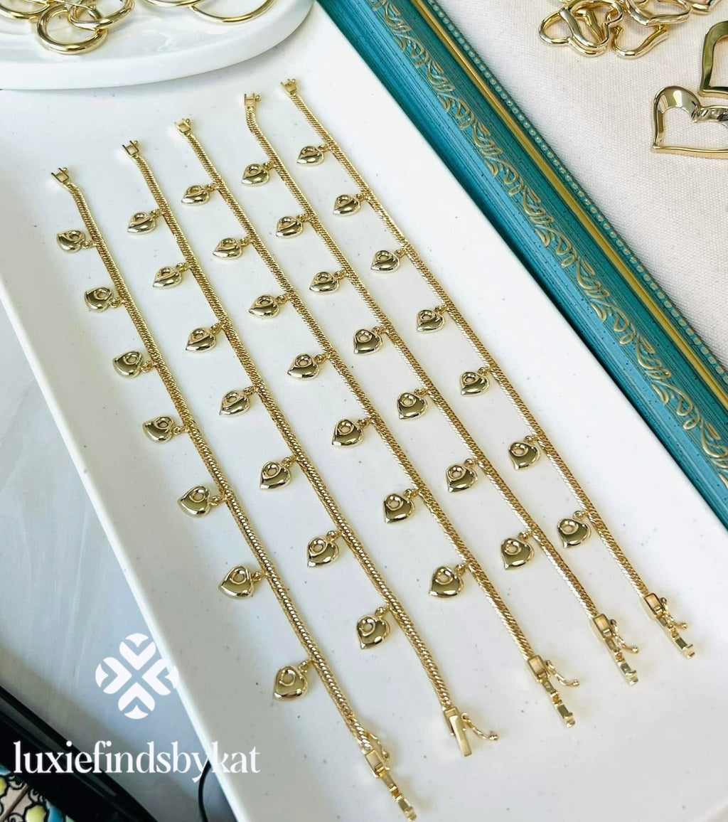 Mini Heart Charm Bracelet 12-cut Japan K18 18cm