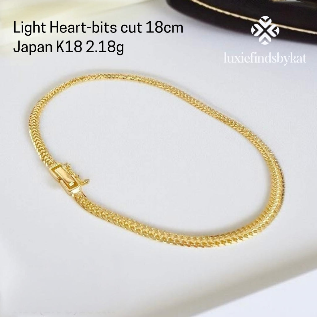 Light Heart-bits cut Bracelet Japan K18 18cm