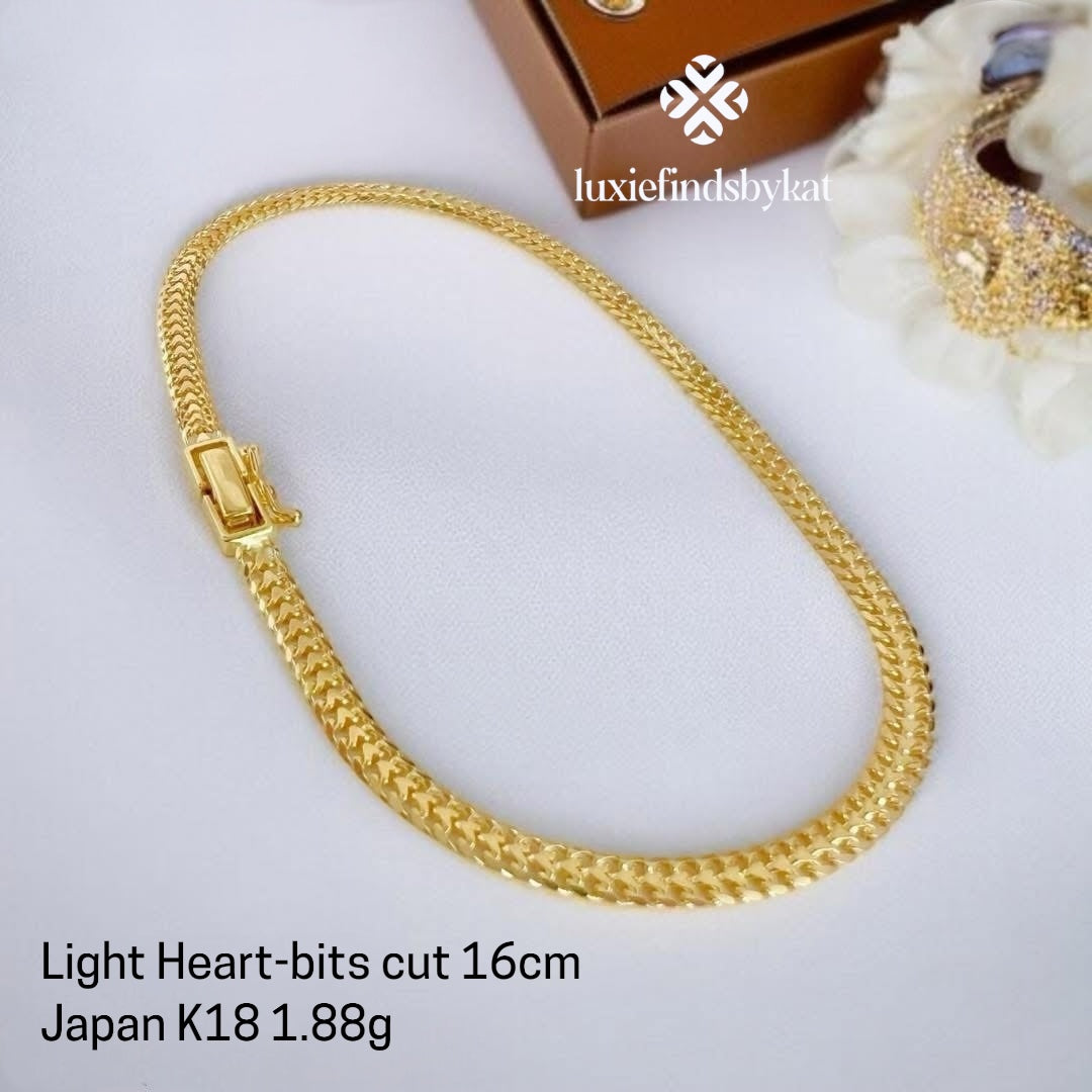 Light Heart-bits cut Bracelet Japan K18 16cm