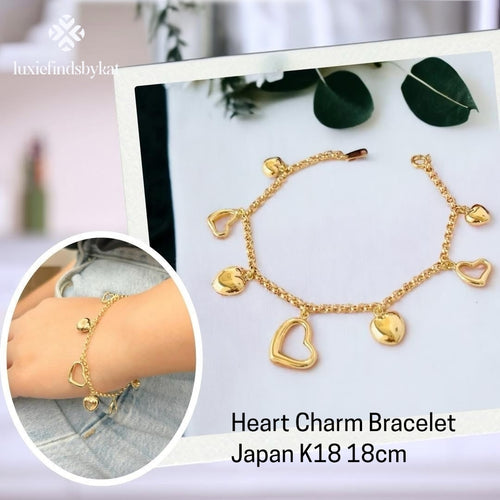 Heart Charm Bracelet Japan K18 18cm