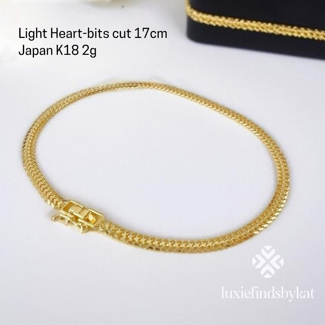 Light Heart-bits cut Bracelet Japan K18 17cm