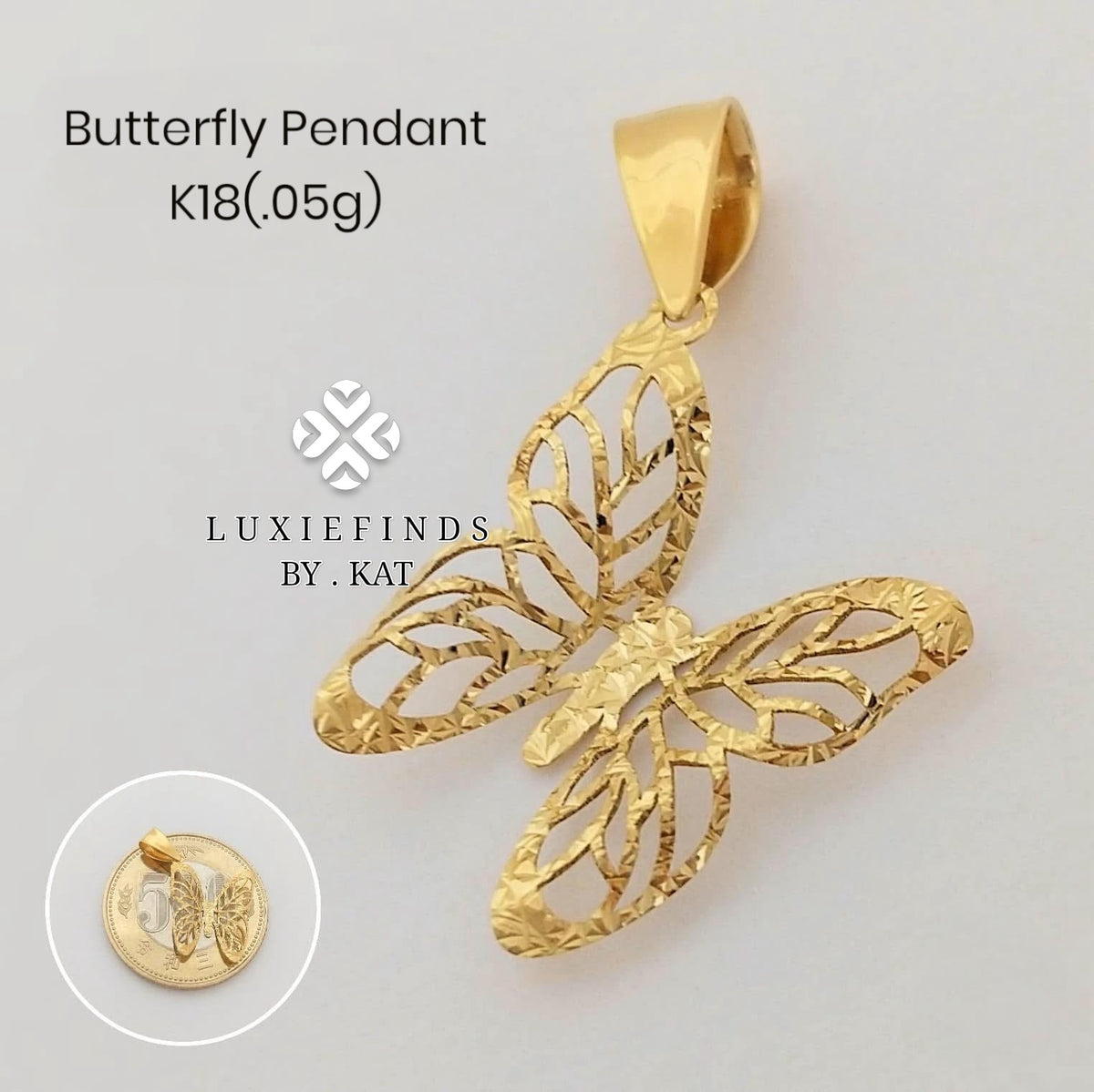 Butterfly Pendant Japan K18